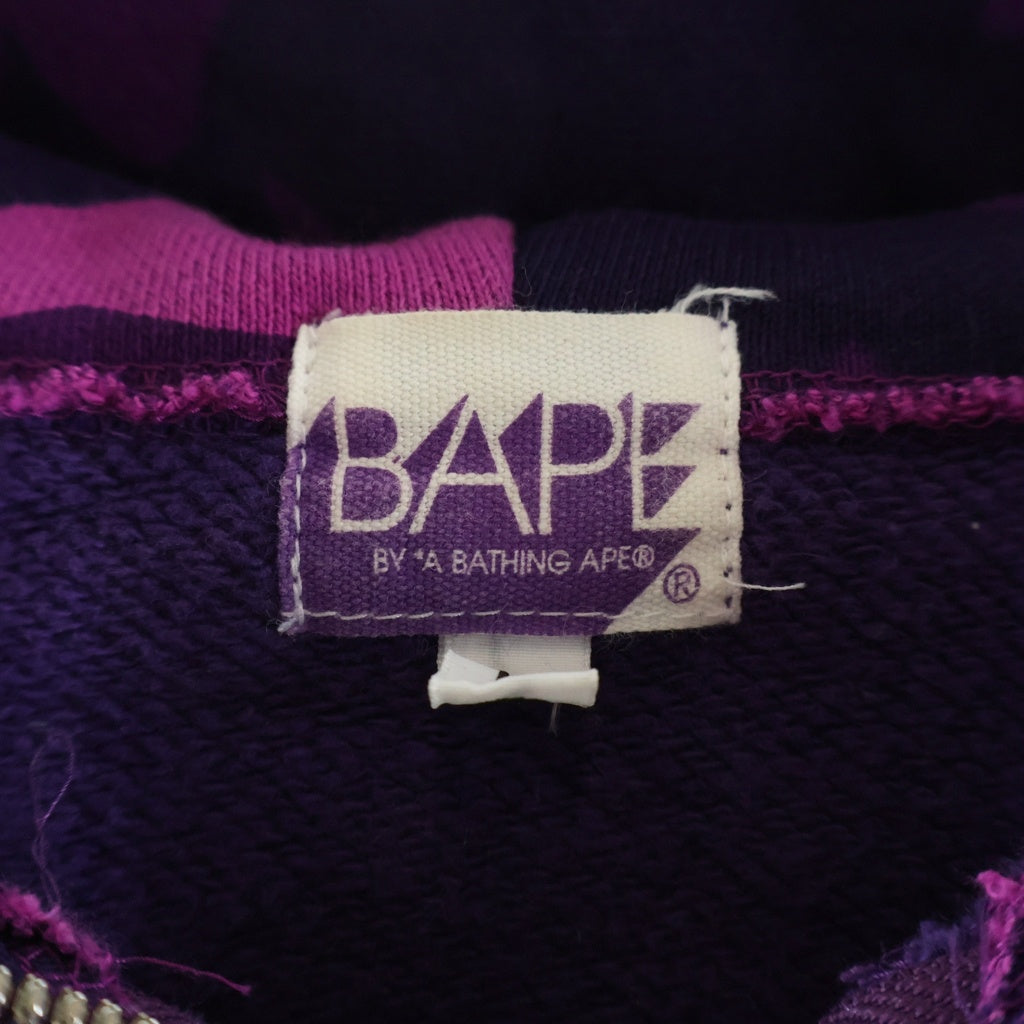 A BATHING APE(アベイシングエイプ) 90-00S OLD SHARK FULL ZIP HOODIE フランケンタグ シャーク スウェット フルジップアップパーカー フーディ パープル