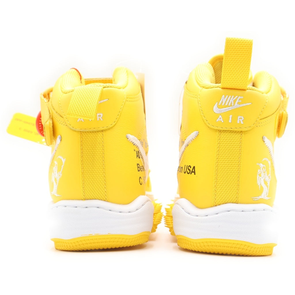 NIKE(ナイキ) ×OFF-WHITE AIR FORCE 1 MID SP LTHR オフホワイト エアジョーダン ミッドカットスニーカー ホワイト/イエロー DR0500-101