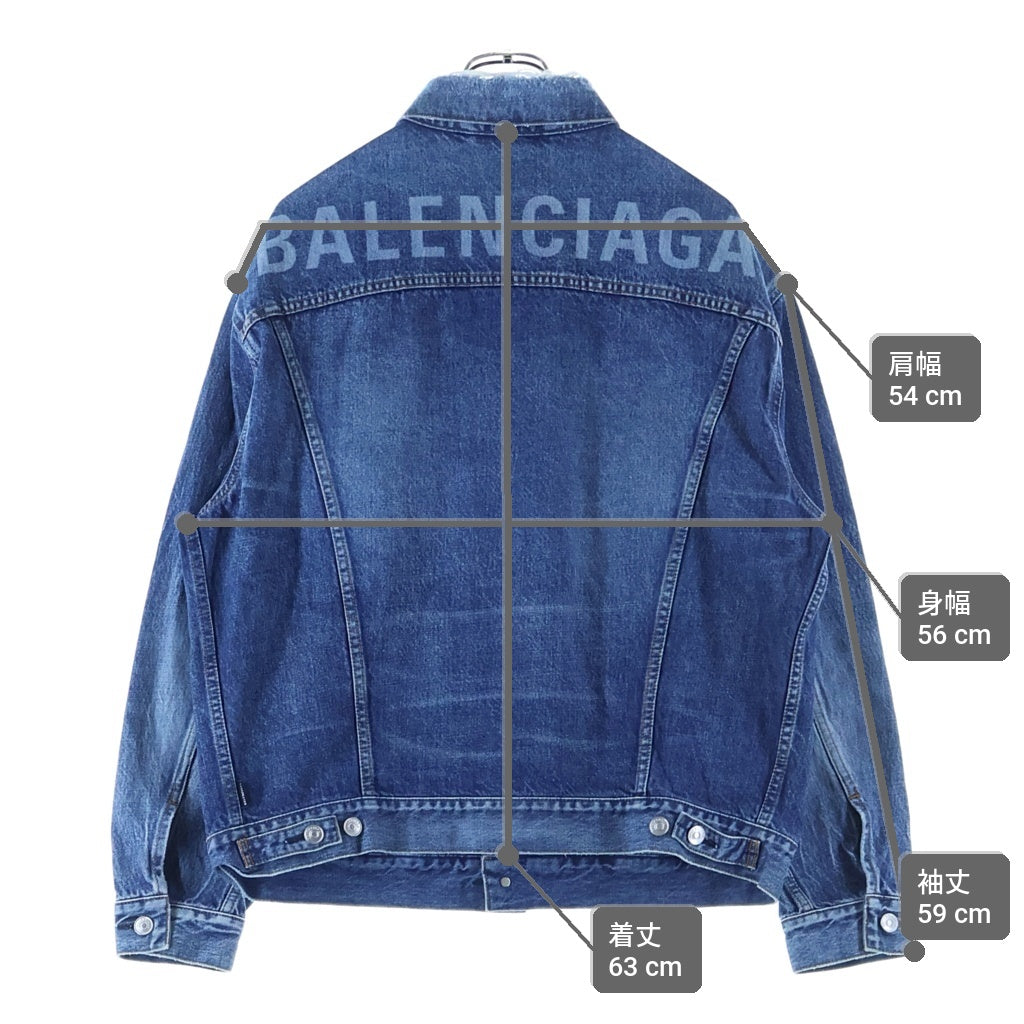 定価24.8万円 バレンシアガ ロゴレインジャケット　バッグ デニム スニーカー BALENCIAGA(バレンシアガ) 19AW バックロゴデザイン ダメージ加工