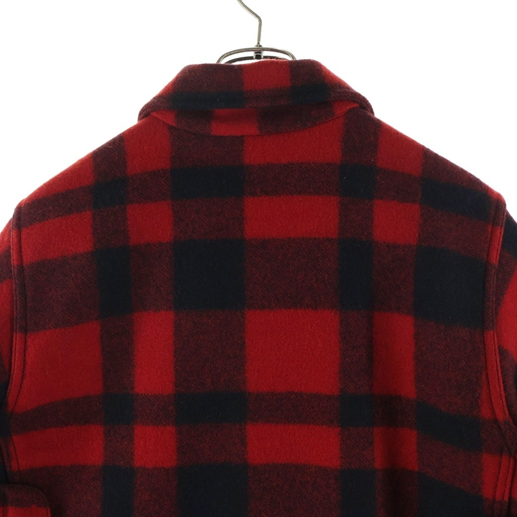 NO BRAND(ノーブランド) FIRSON GARMENT フィルソン ガーメント シングルマッキーノ クルーザー チェック柄 マルチポケットデザイン ウール ジャケット レッド