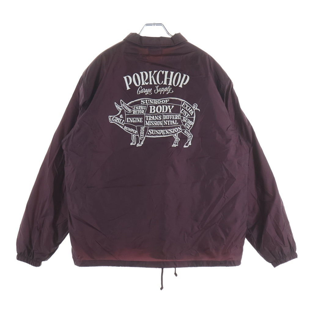 PORKCHOP(ポークチョップ) GARAGE SUPPLY ガレージ サプライ ロゴパッチ バックプリント ボアコーチ ナイロン カラー ジャケット ボルドー