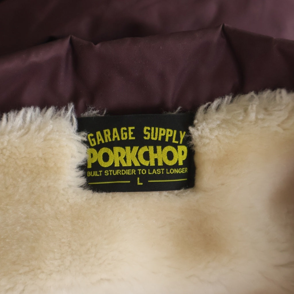 PORKCHOP(ポークチョップ) GARAGE SUPPLY ガレージ サプライ ロゴパッチ バックプリント ボアコーチ ナイロン カラー ジャケット ボルドー