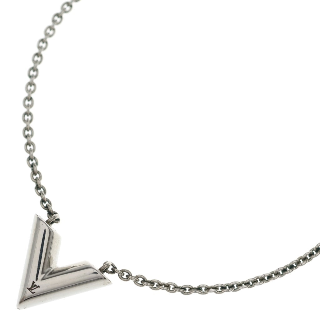 LOUIS VUITTON(ルイヴィトン) エセンシャル V S00 LVロゴモチーフ チェーンネックレス シルバー M63197 LE0251 レディース
