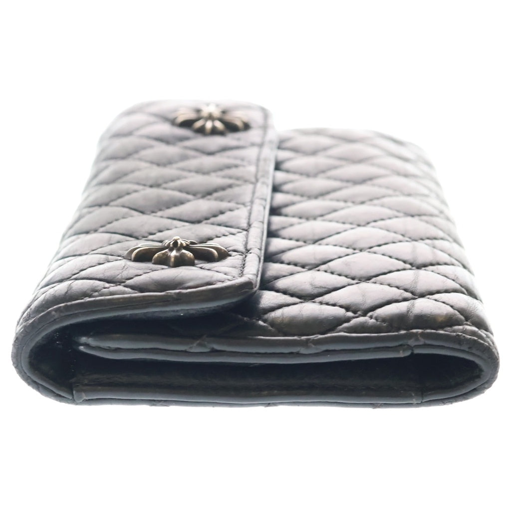 CHROME HEARTS(クロムハーツ) WAVE4 QLT 3SNP #4ウェーブキルティングレザーウォレット 財布 ブラック/シルバー
