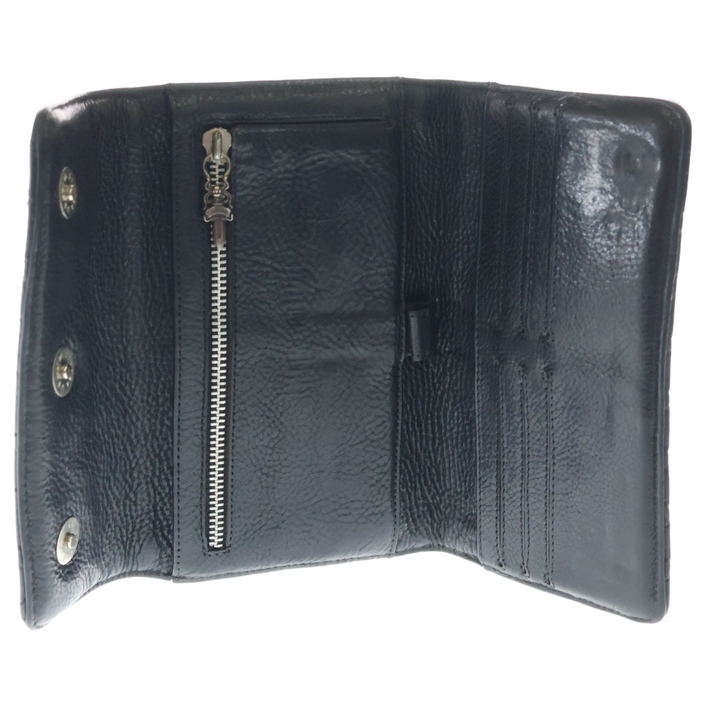 CHROME HEARTS(クロムハーツ) WAVE4 QLT 3SNP #4ウェーブキルティングレザーウォレット 財布 ブラック/シルバー