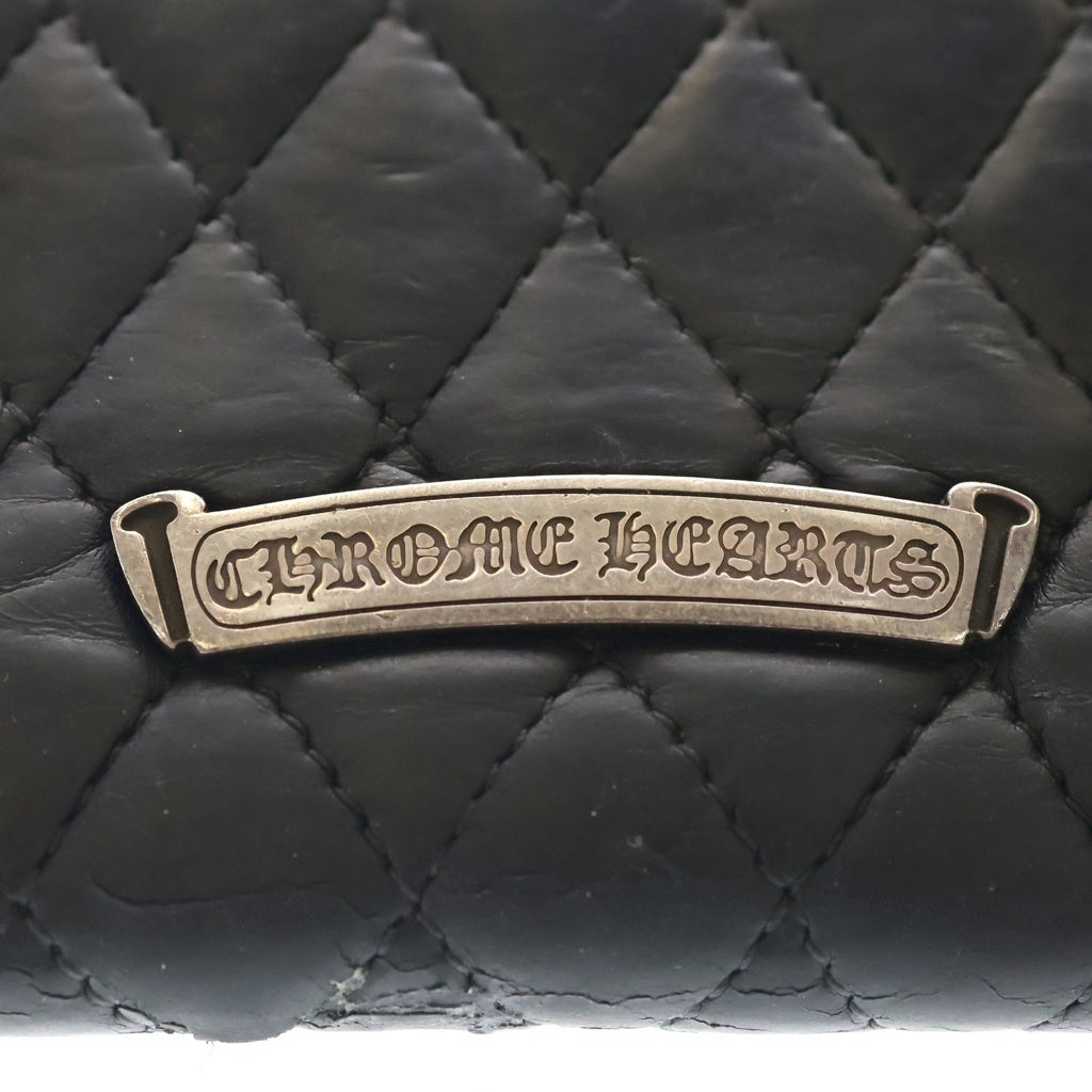 CHROME HEARTS(クロムハーツ) WAVE4 QLT 3SNP #4ウェーブキルティングレザーウォレット 財布 ブラック/シルバー