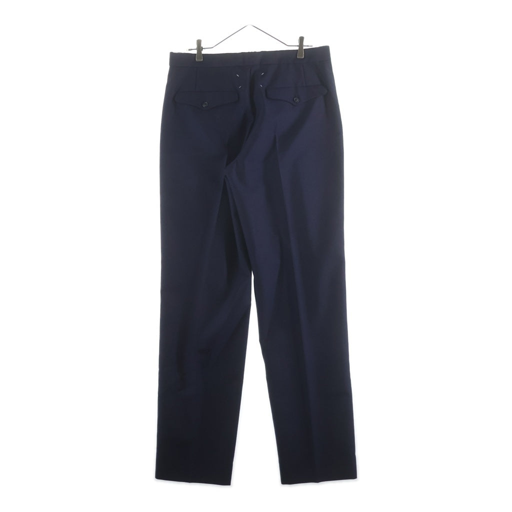 Maison Margiela(メゾンマルジェラ) 23AW モヘヤ混 バックル装飾ウールスラックスパンツ ネイビー SI1KA0006 S49892
