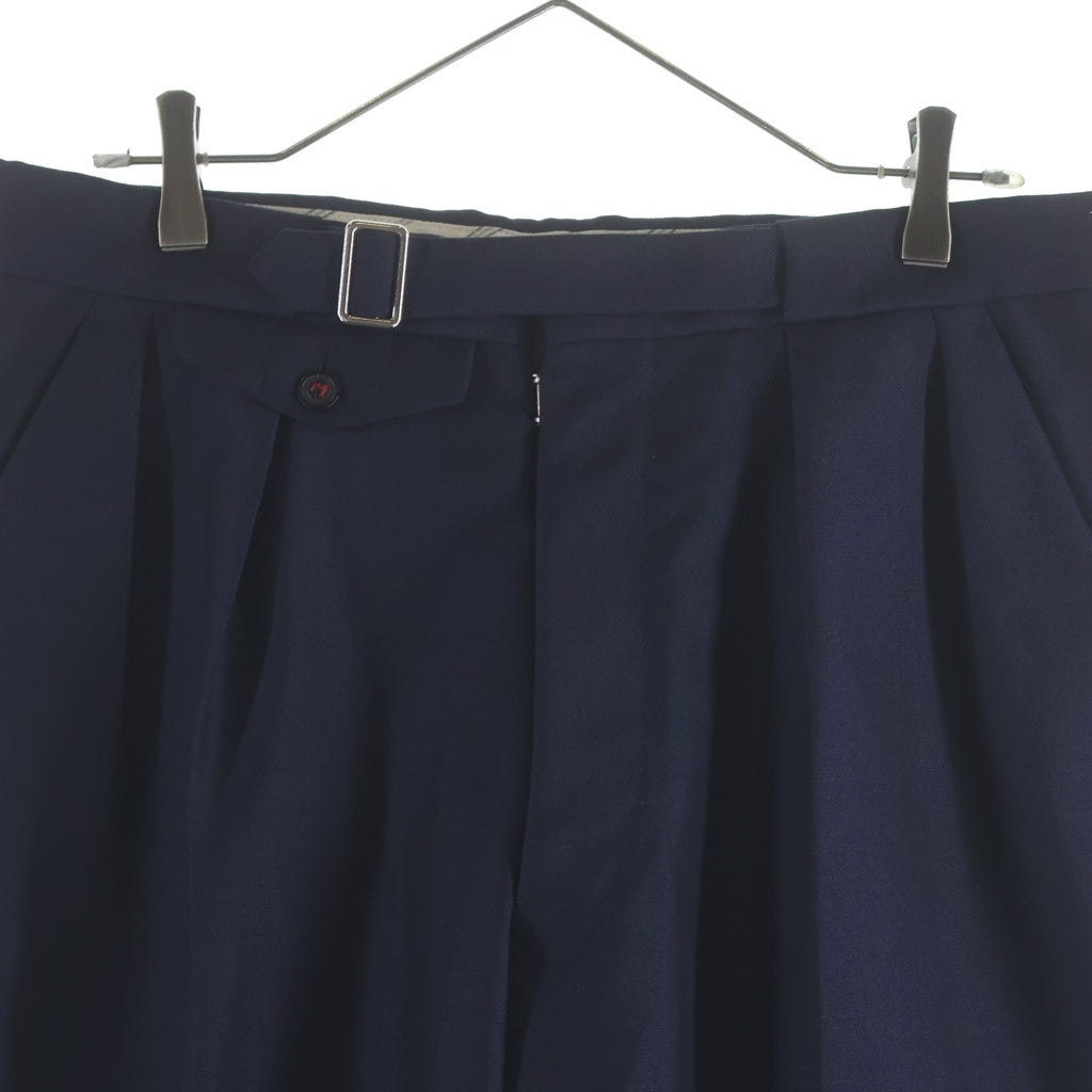 Maison Margiela(メゾンマルジェラ) 23AW モヘヤ混 バックル装飾ウールスラックスパンツ ネイビー SI1KA0006 S49892