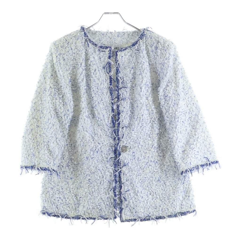 CHANEL(シャネル) ファンタジー ツイード ノーカラージャケット ホワイト P58782V44580 レディース