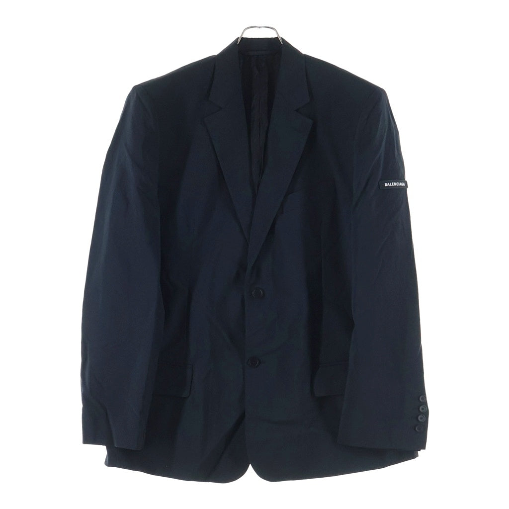 BALENCIAGA(バレンシアガ) NYLON OVERSIZE BLAZER ナイロン オーバーサイズブレザー テーラードジャケット ネイビー 792845