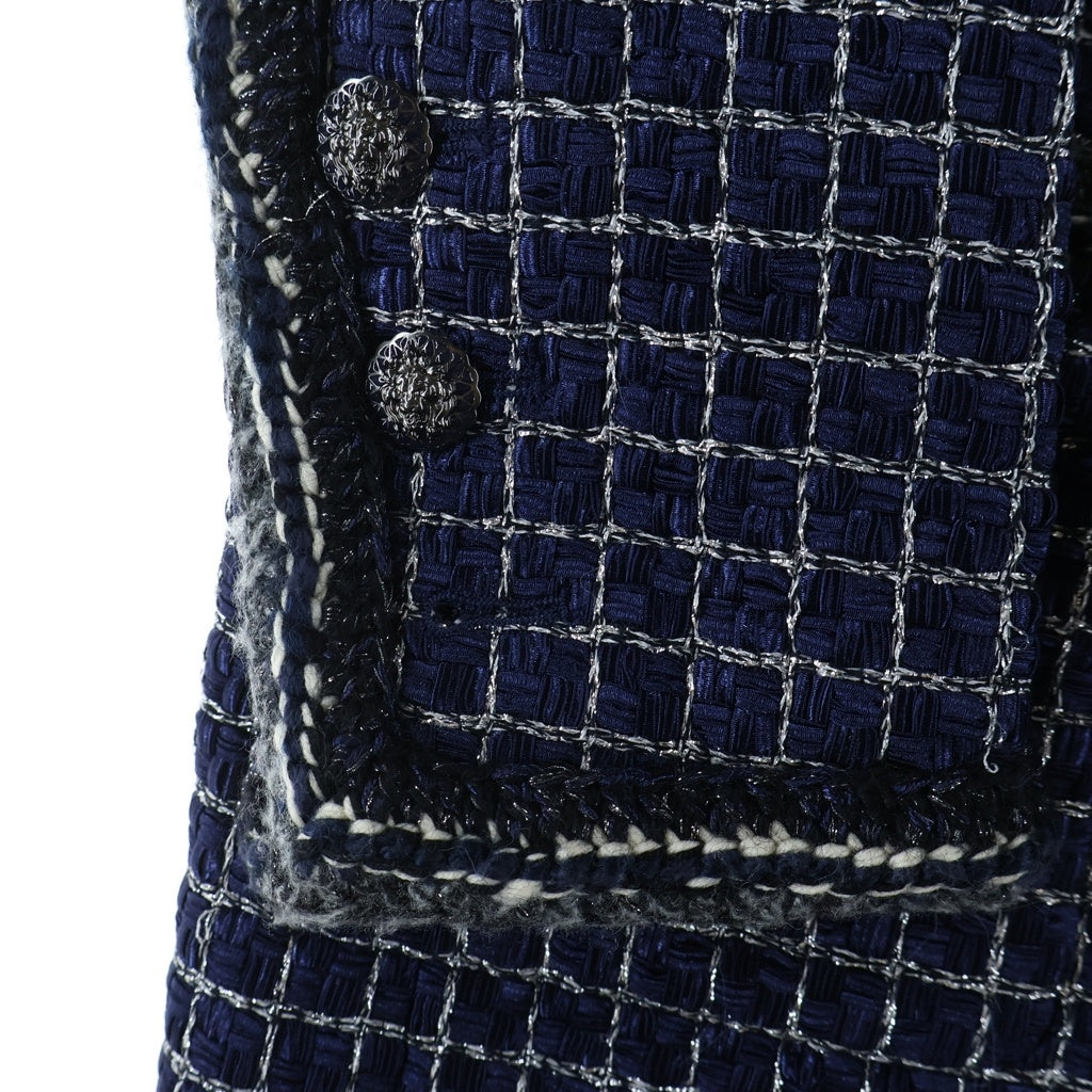 CHANEL(シャネル) ファンタジーツイード ノーカラーロングジャケット