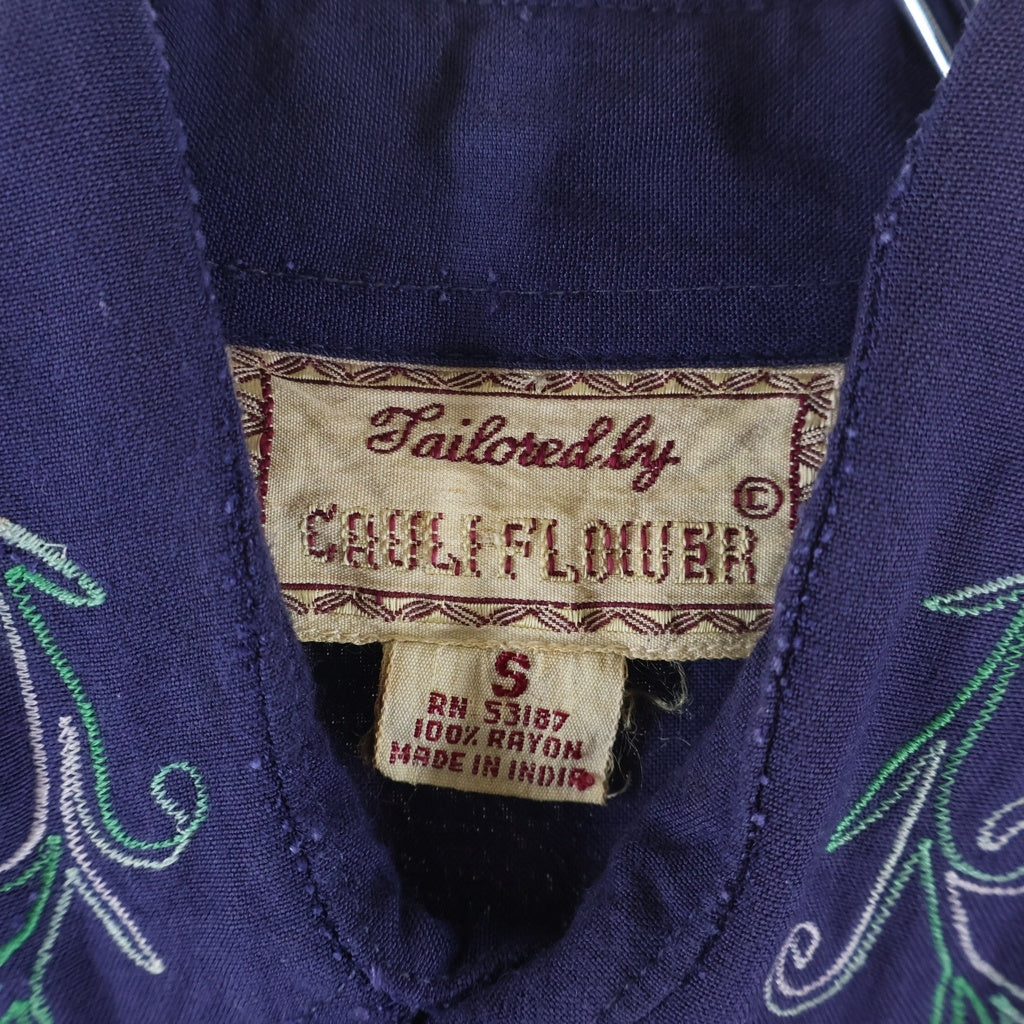 VINTAGE(ヴィンテージ) 40S VINTAGE CAULI FLOWER ヴィンテージ レーヨン 長袖ウエスタンシャツ ネイビー