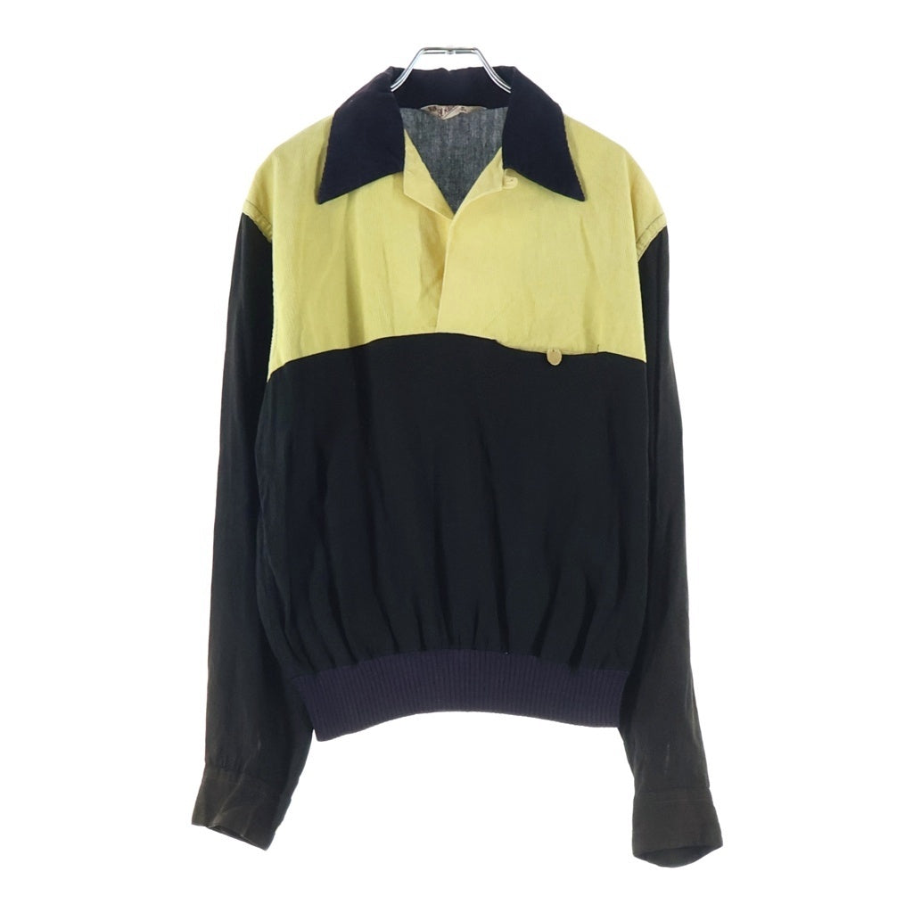 VINTAGE(ヴィンテージ) 60S VINTAGE El Rancho レーヨンギャバ コーデュロイ切り替え ヴィンテージ プルオーバーシャツ ブラック/イエロー