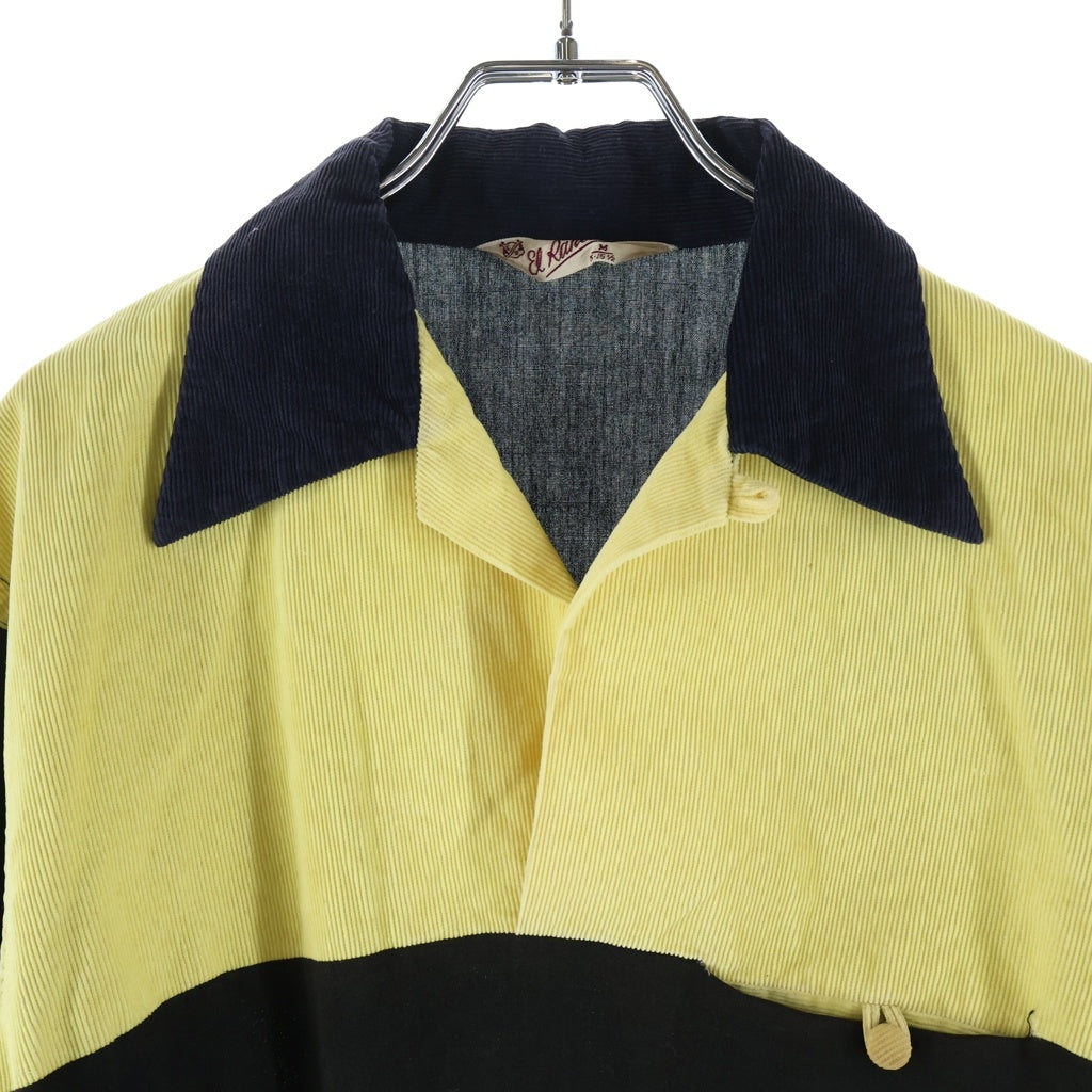 VINTAGE(ヴィンテージ) 60S VINTAGE El Rancho レーヨンギャバ コーデュロイ切り替え ヴィンテージ プルオーバーシャツ ブラック/イエロー