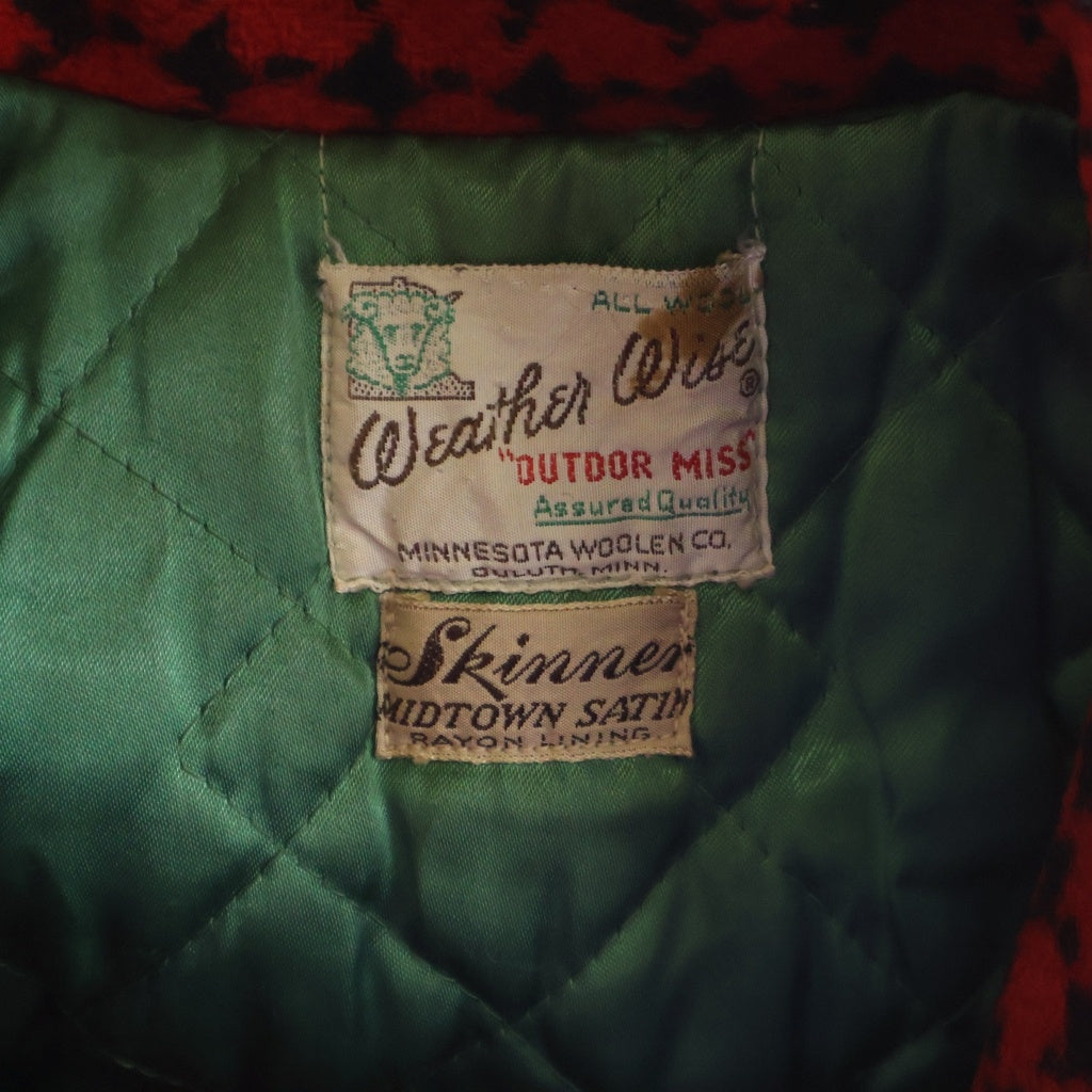 VINTAGE(ヴィンテージ) 50-60S VINTAGE WEATHER WISE ヴィンテージ ウェザーワイズ 棒TALON 千鳥格子 ジップアップウールジャケット レッド