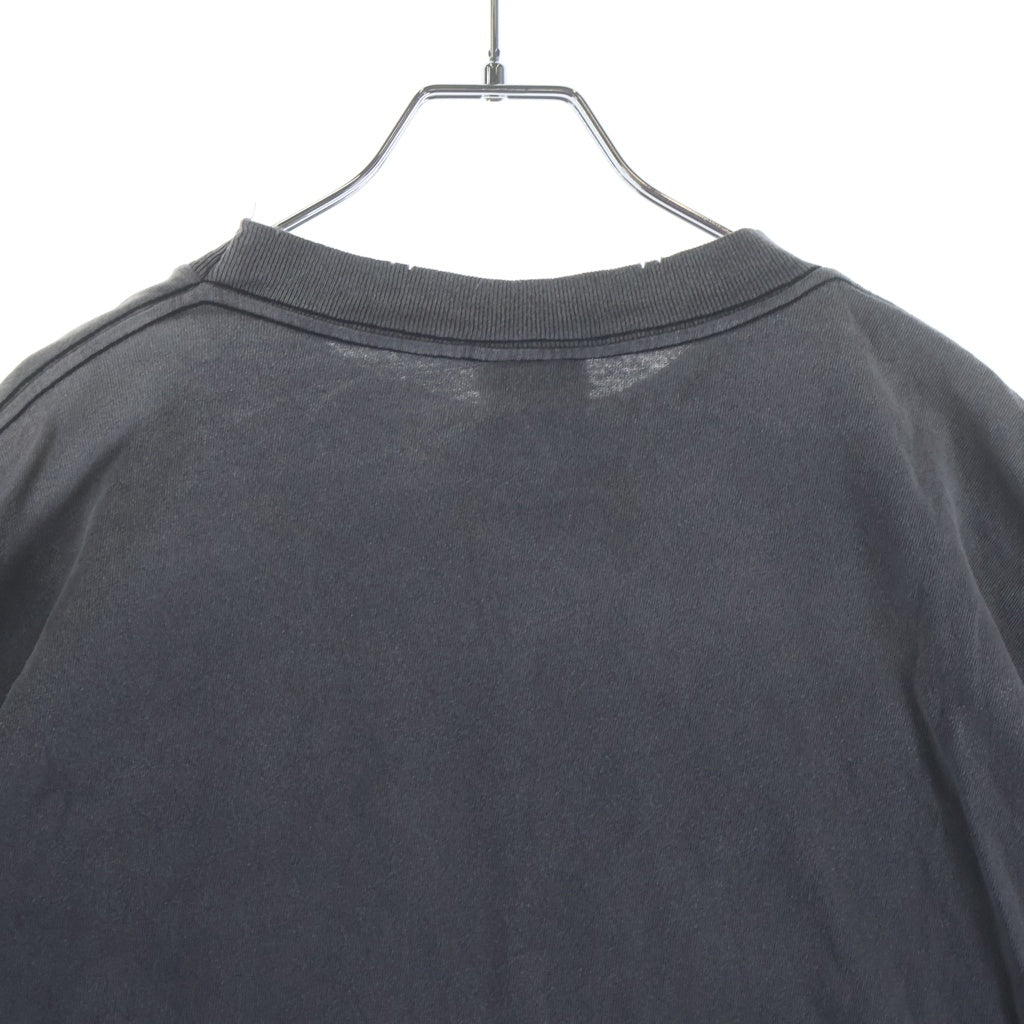 SAINT MICHAEL(セントマイケル) 25SS SS TEE SAINT ALPHA VINTAGE加工 セントアルファ フロントプリント クルーネック 半袖Tシャツ カットソー ブラック SM-HR1-0000-012