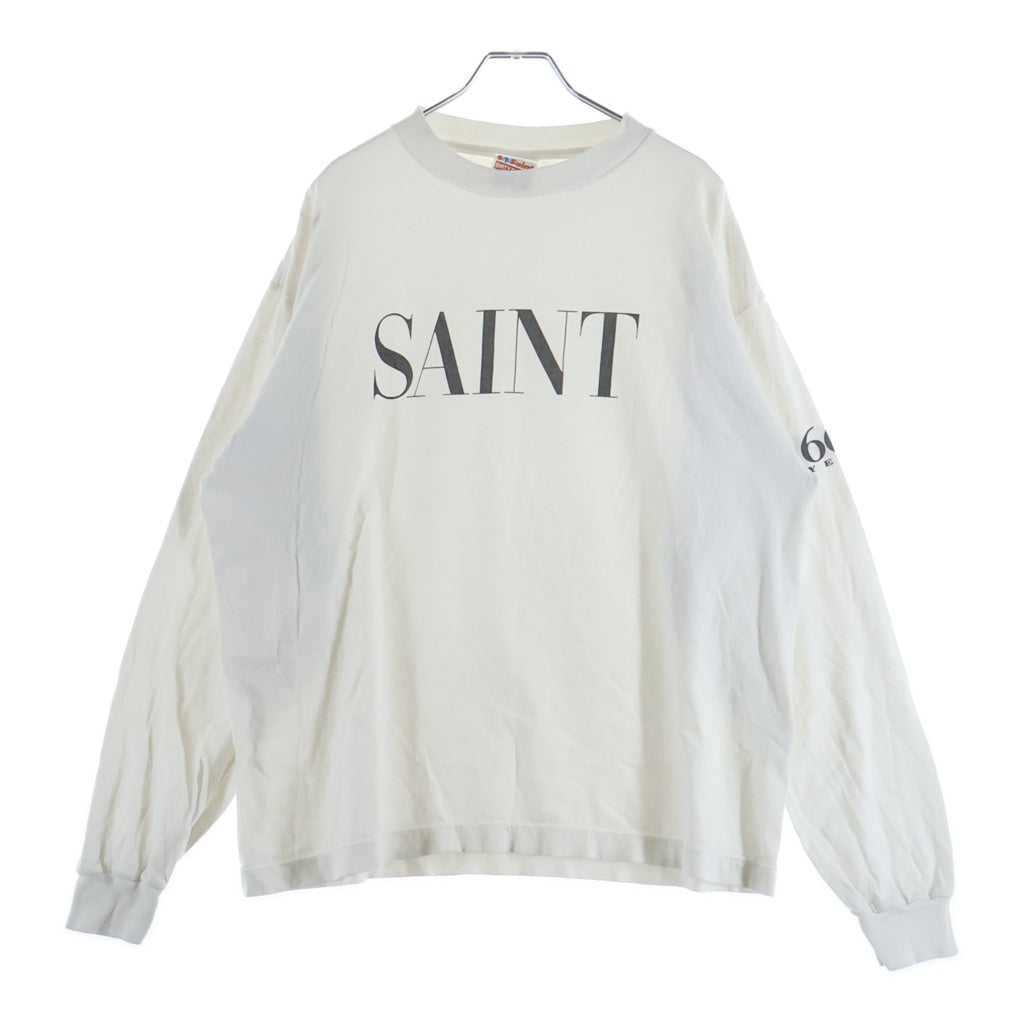 SAINT MICHAEL(セントマイケル) 25SS SAINT 666 LS TEE セント フロントアームプリント クルーネック 長袖Tシャツ カットソー ホワイト SM-HR8-0000-035