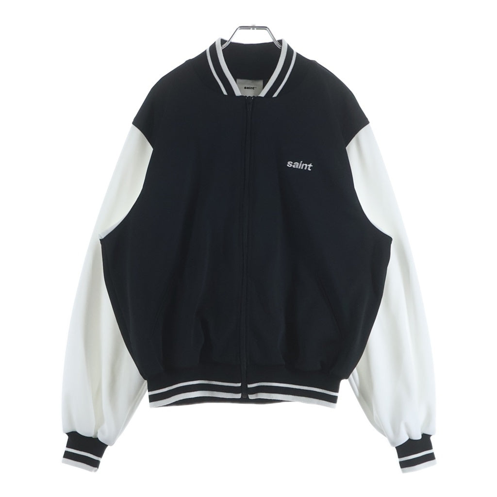 SAINT MICHAEL(セントマイケル) 26SS TRACK JACKET ロゴ刺繍 バイカラー ポリエステル トラックジャケット ブラック/ホワイト SM-MK8-0000-074