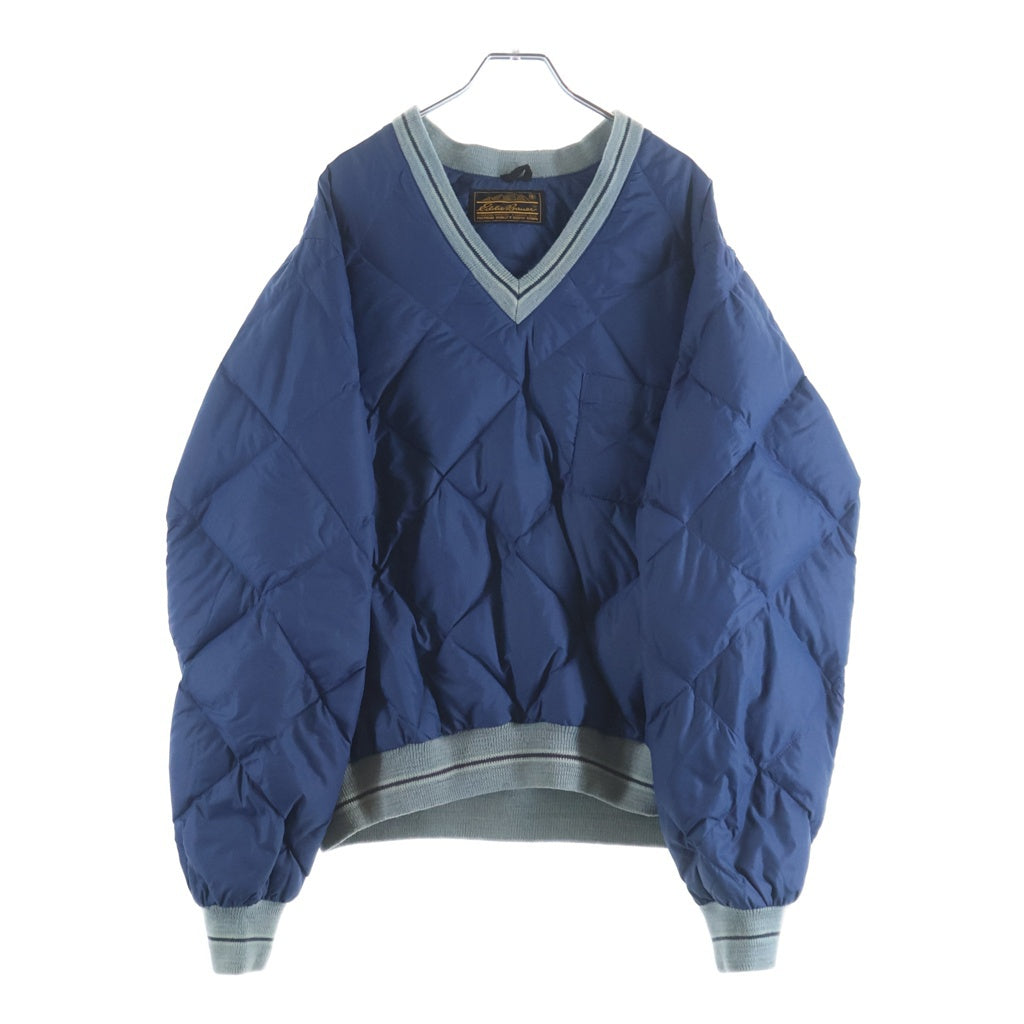 Eddie Bauer(エディバウワー) 70-80S VINTAGE V-NECK PULLOVER GOOSE DOWN ヴィンテージ 黒タグ Vネック プルオーバー グースダウン ブルー