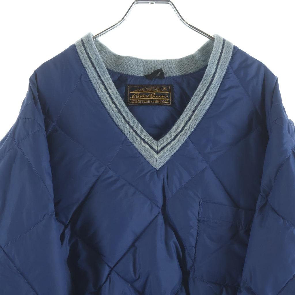 Eddie Bauer(エディバウワー) 70-80S VINTAGE V-NECK PULLOVER GOOSE DOWN ヴィンテージ 黒タグ Vネック プルオーバー グースダウン ブルー
