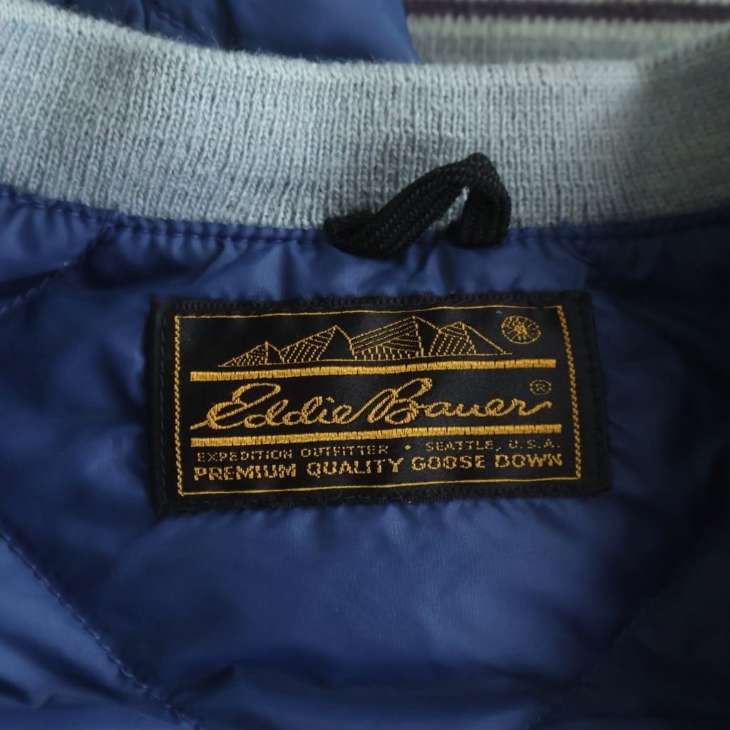 Eddie Bauer(エディバウワー) 70-80S VINTAGE V-NECK PULLOVER GOOSE DOWN ヴィンテージ 黒タグ Vネック プルオーバー グースダウン ブルー