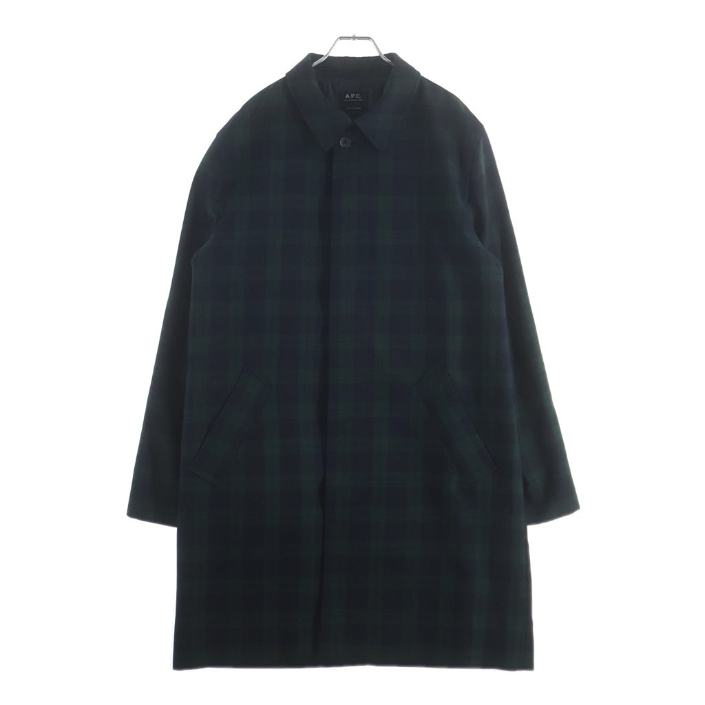 A.P.C(アーペーセー) ブラックウォッチ チェック ステンカラーコート グリーン/ブラック