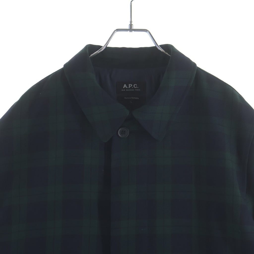 A.P.C(アーペーセー) ブラックウォッチ チェック ステンカラーコート グリーン/ブラック