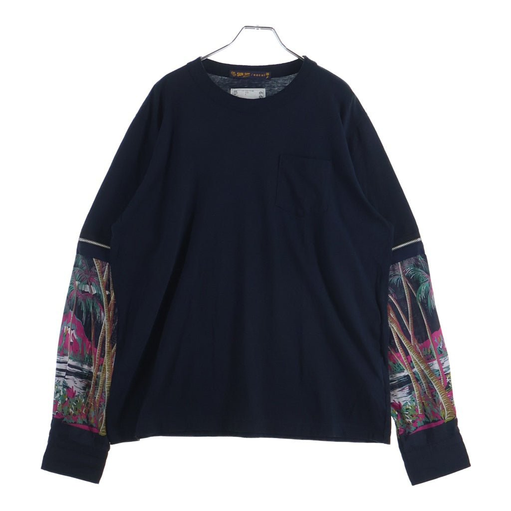Sacai(サカイ) 20AW ×SUN SURF Archive Print Mix Long T-Shirt サンサーフ アーカイブプリントミックス クルーネック長袖Tシャツ カットソー ブラック 20-02199M