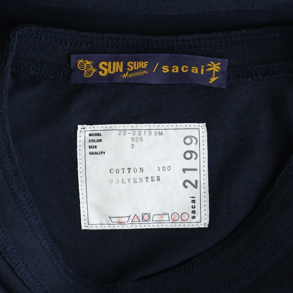Sacai(サカイ) 20AW ×SUN SURF Archive Print Mix Long T-Shirt サンサーフ アーカイブプリントミックス クルーネック長袖Tシャツ カットソー ブラック 20-02199M