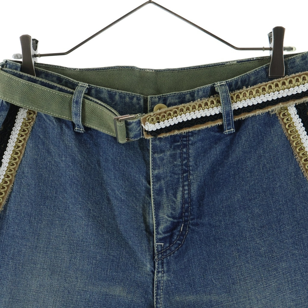 Sacai(サカイ) 17SS ベルテッド コットン ワイドデニムパンツ インディゴ 17-01407M