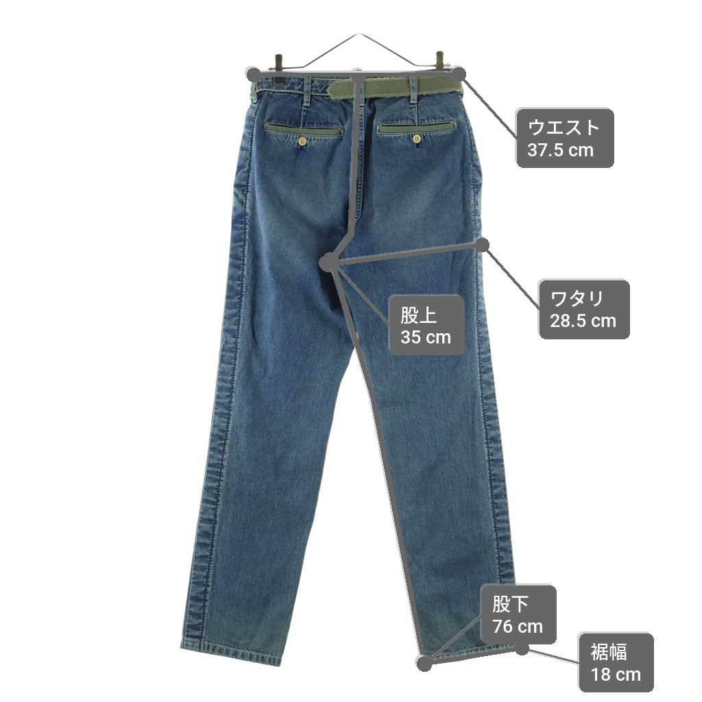 Sacai サカイ 17SS ベルテッド コットン ワイドデニムパンツ インディゴ 17-01407M Sacai(サカイ) 17SS ベルテッド コットン ワイドデニムパンツ