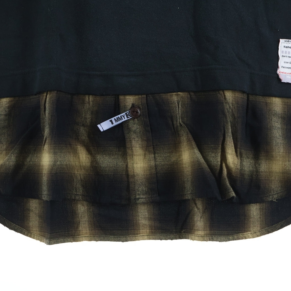 MAISON MIHARAYASUHIRO(メゾンミハラヤスヒロ) 23SS SHIRT LAYERED TEE シャツレイヤード クルーネック半袖Tシャツ カットソー ブラック/ブラウン A10TS641