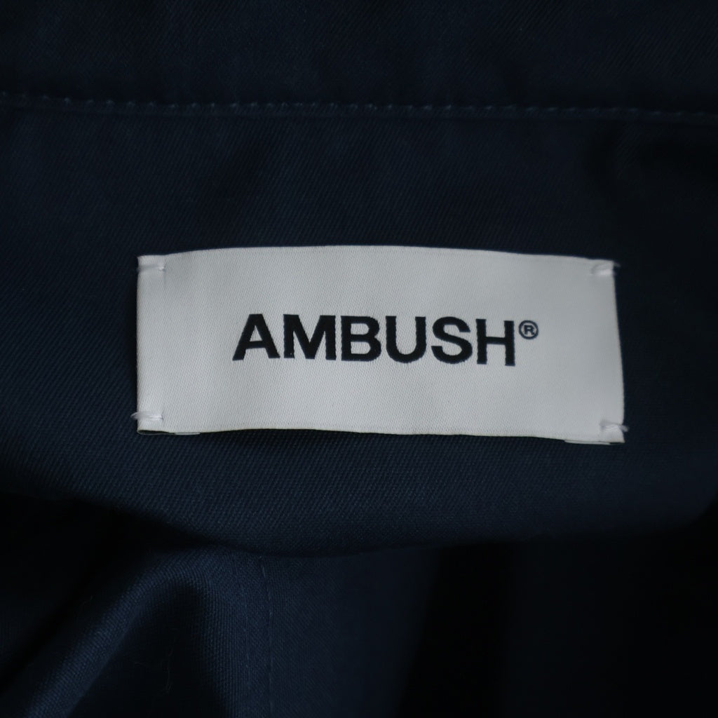AMBUSH(アンブッシュ) ストライプシャツドッキング コットン混 ワークシャツジャケット ネイビー BMGA002F20FAB001