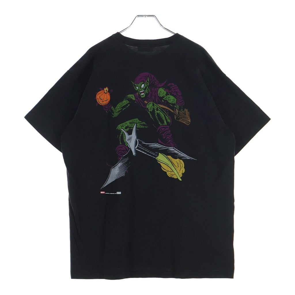 KITH(キス) ×MARVEL GREEN GOBLIN TEE マーベル グリーンゴブリン加工 クルーネック半袖Tシャツ カットソー ブラック KHM032521