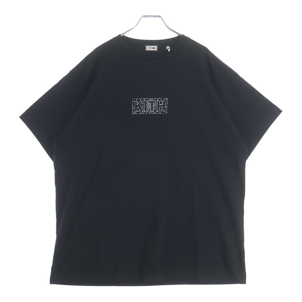 KITH(キス) ×MARVEL SPIDER-MAN WEB LOGO TEE マーベル スパイダーマンウェブロゴ クルーネック半袖Tシャツ カットソー ブラック KHM030598