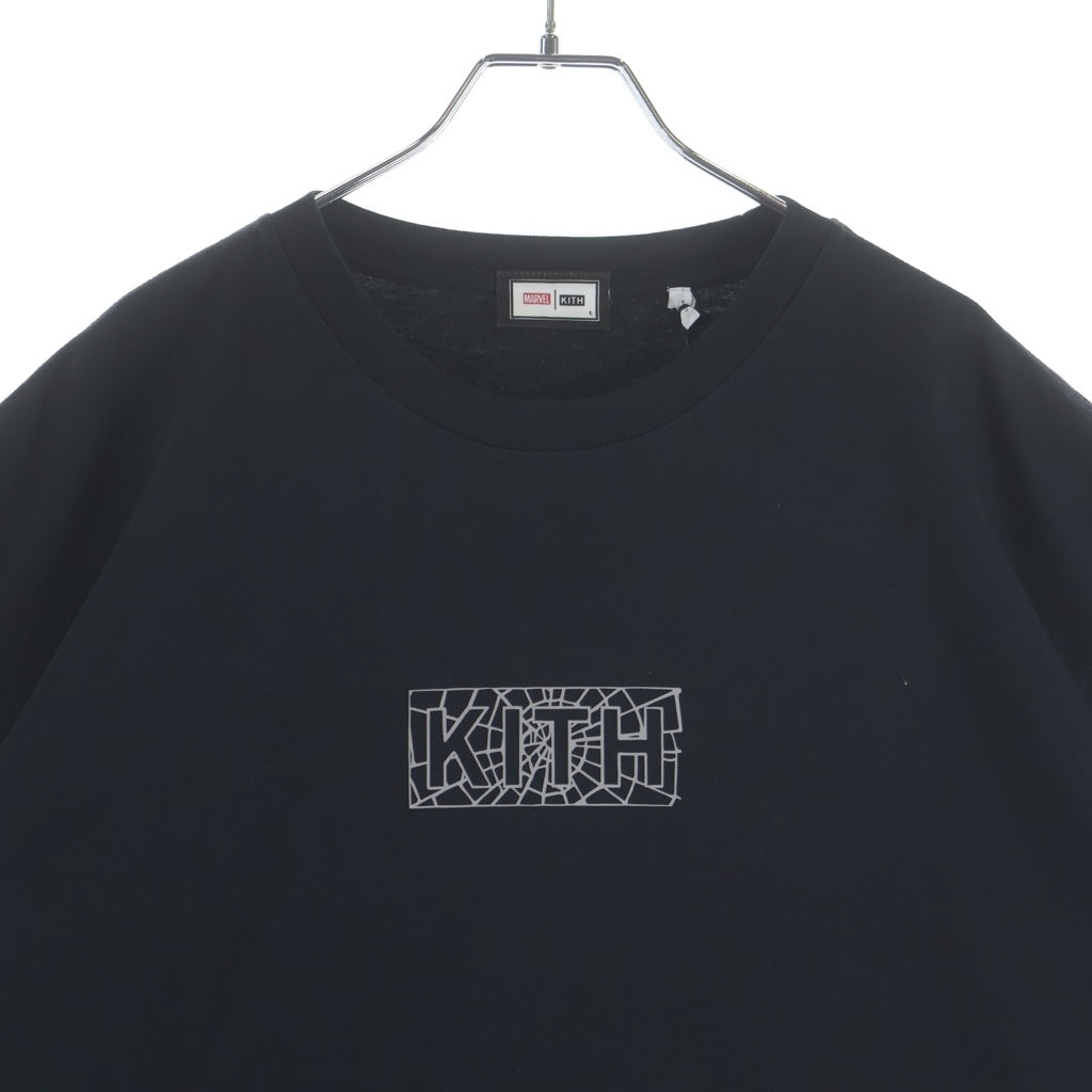 KITH(キス) ×MARVEL SPIDER-MAN WEB LOGO TEE マーベル スパイダーマンウェブロゴ クルーネック半袖Tシャツ カットソー ブラック KHM030598
