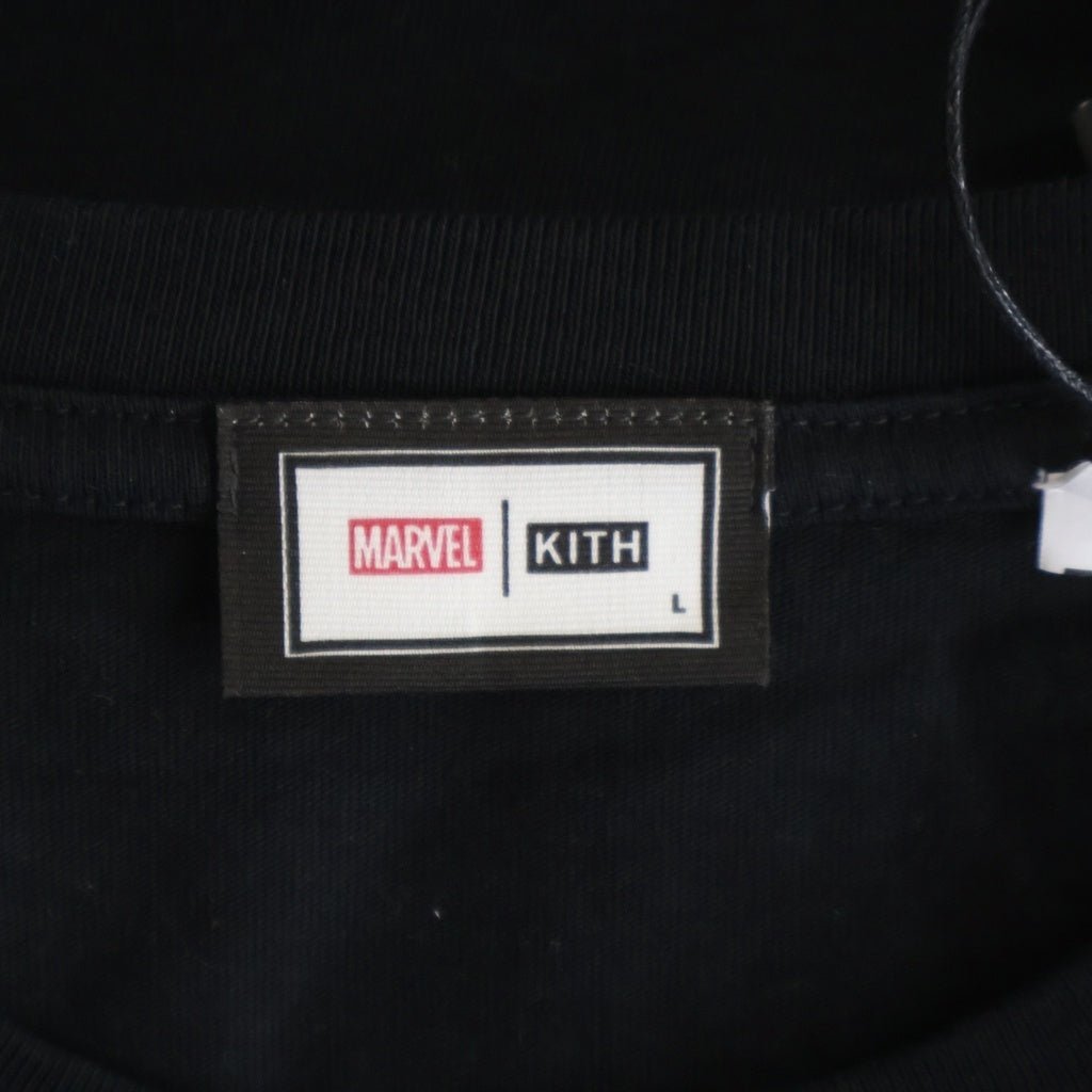 KITH(キス) ×MARVEL SPIDER-MAN WEB LOGO TEE マーベル スパイダーマンウェブロゴ クルーネック半袖Tシャツ カットソー ブラック KHM030598