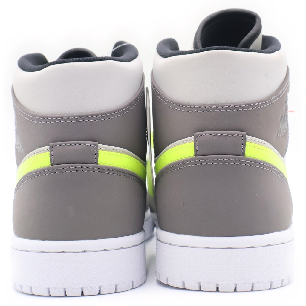 NIKE(ナイキ) AIR JORDAN 1 MID GUNSMOKE VOLT エアジョーダン ガンスモークボルト ミッドカットスニーカー グレー/イエロー US9/27cm 554724-072
