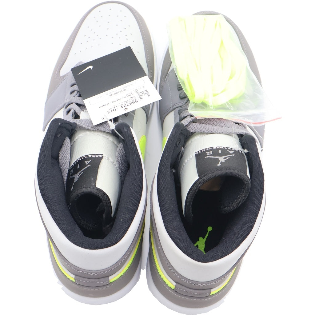 NIKE(ナイキ) AIR JORDAN 1 MID GUNSMOKE VOLT エアジョーダン ガンスモークボルト ミッドカットスニーカー グレー/イエロー US9/27cm 554724-072