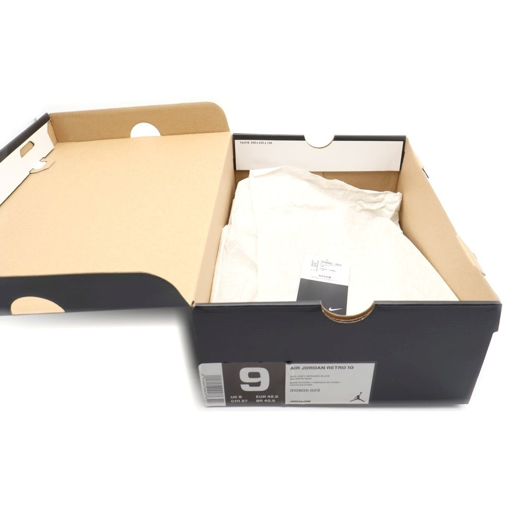 NIKE(ナイキ) 【観賞用2013年製】AIR JORDAN RETRO 10 COOL GREY エアジョーダン レトロ ハイカットスニーカー グレー/ブラック US9/27cm 310805-023