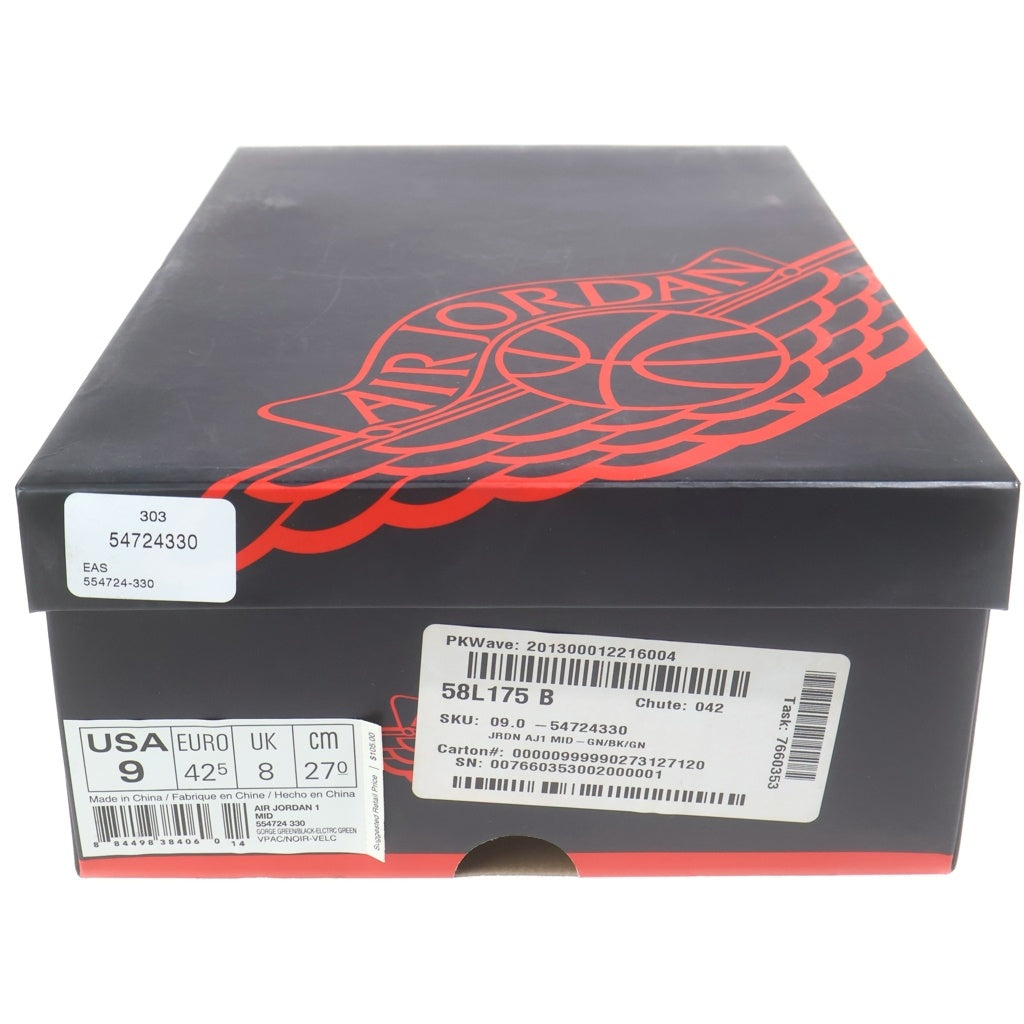 NIKE(ナイキ) 【観賞用2012年製】AIR JORDAN 1 MID GORGE GREEN エアジョーダン 1 ゴージグリーン ミッドカットスニーカー グリーン US9/27cm 554724-330