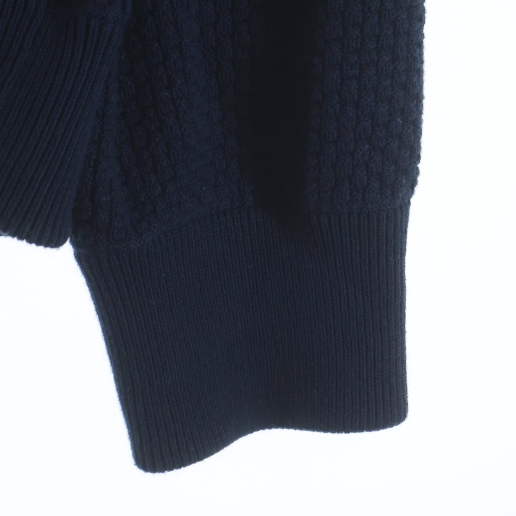HERNO(ヘルノ) ウォーターレペレントバデッド ポリエステル ハニカムコットン ニットハイブリッド ジップフーディー パーカー ネイビー MC000141U