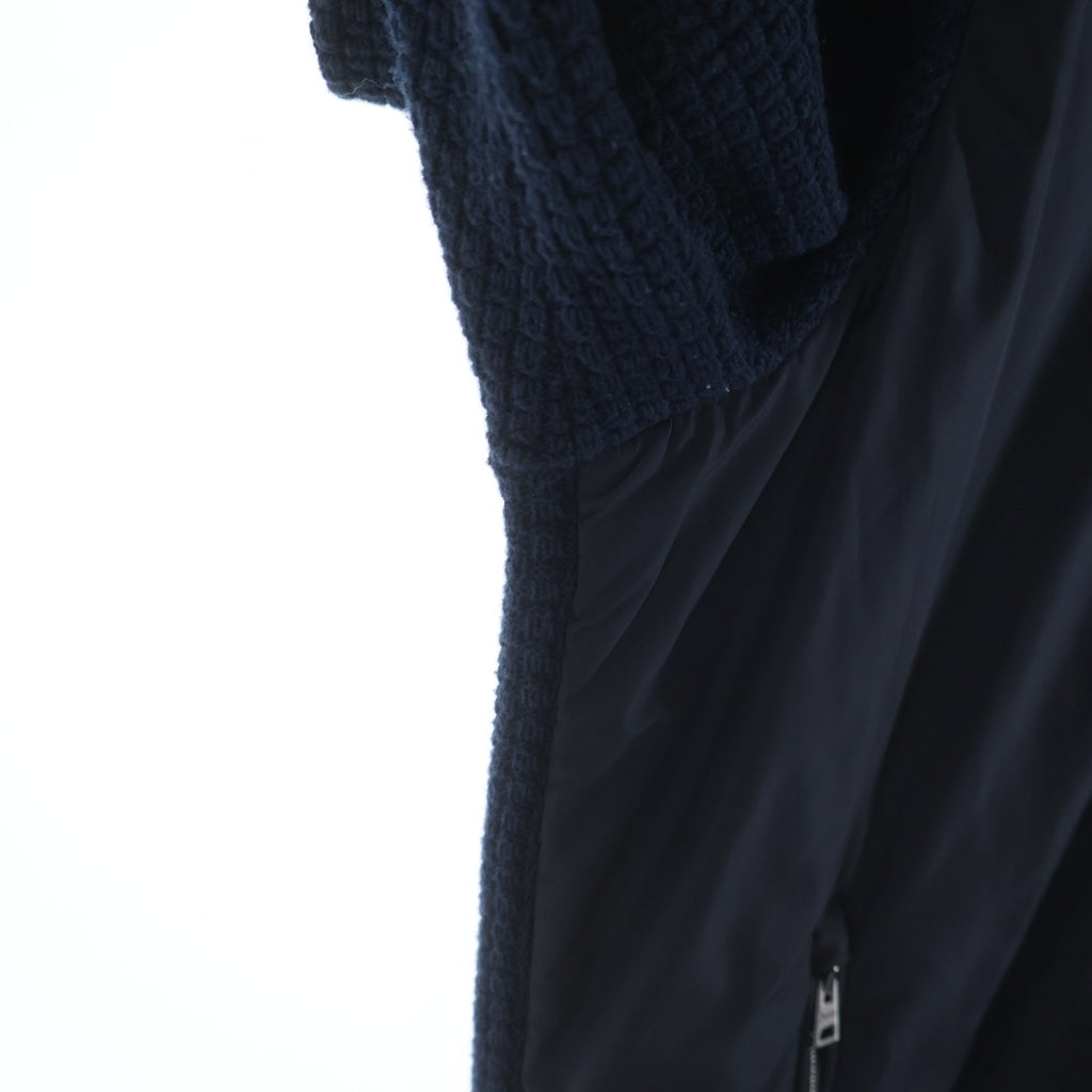HERNO(ヘルノ) ウォーターレペレントバデッド ポリエステル ハニカムコットン ニットハイブリッド ジップフーディー パーカー ネイビー MC000141U