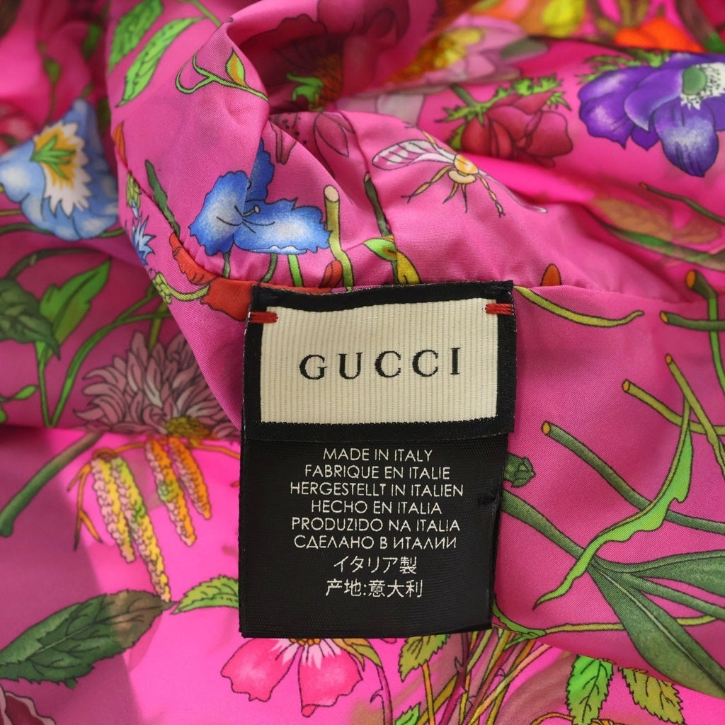 GUCCI(グッチ) ボタニカルプリント ナイロン フードポンチョ ピンク