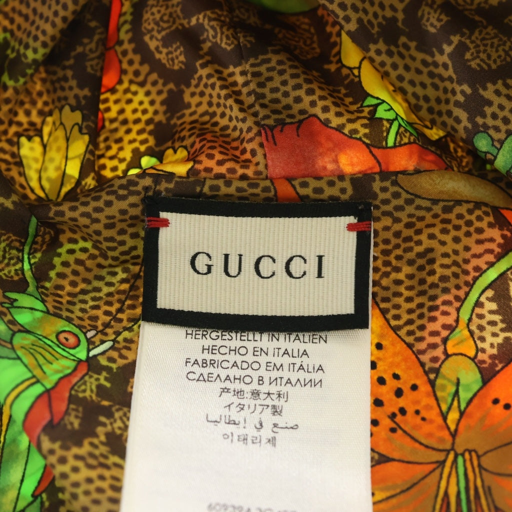 GUCCI(グッチ) GGスプリーム ボタニカルプリント ナイロン フードポンチョ ブラウン/グリーン 609394