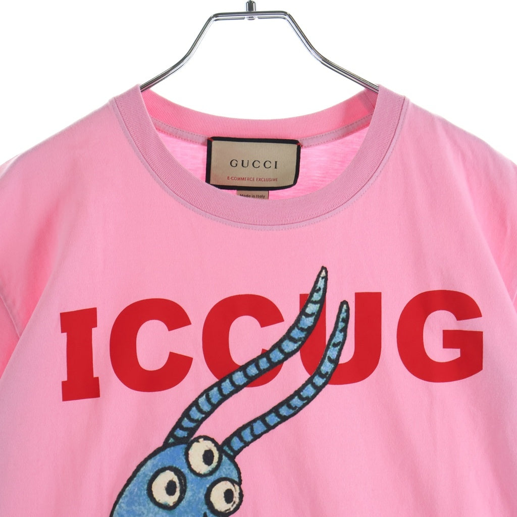 GUCCI(グッチ) Freya Hartas フレイヤハルタス フロントプリント クルーネック 半袖Tシャツ カットソー ピンク 548334 XJDJW