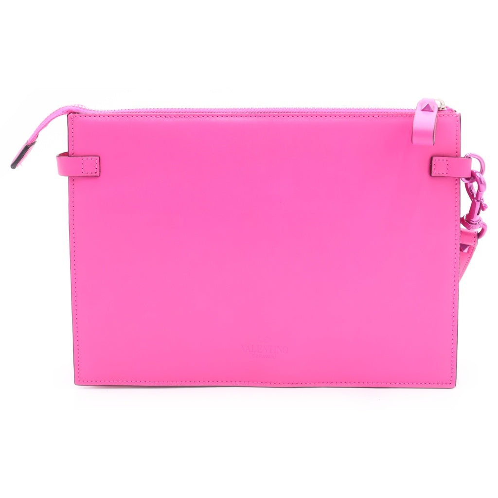 VALENTINO(ヴァレンティノ) 22AW VLTN カーフスキン ポーチ セカンドバッグ クラッチバッグ ピンク 1Y0P0P09CCV レディース