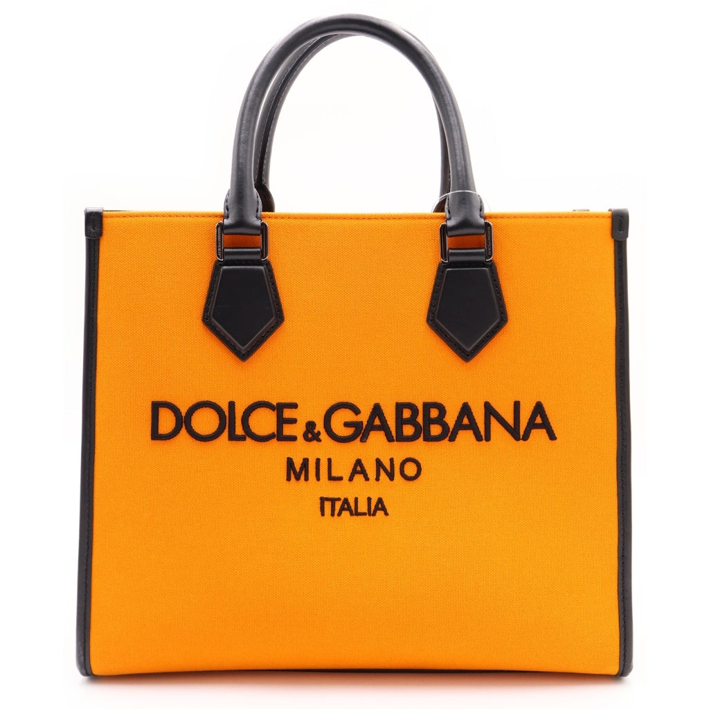 DOLCE & GABBANA(ドルチェアンドガッバーナ) ロゴエンブロイダリー デザイン 2WAY ハンドショルダーバッグ オレンジ BM1796 レディース