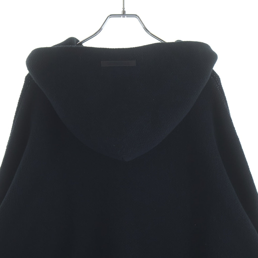 FEAR OF GOD ESSENTIALS(フィアオブゴッド エッセンシャルズ) KNIT HOODIE フロントロゴデザイン ニット プルオーバーパーカー フーディ ブラック