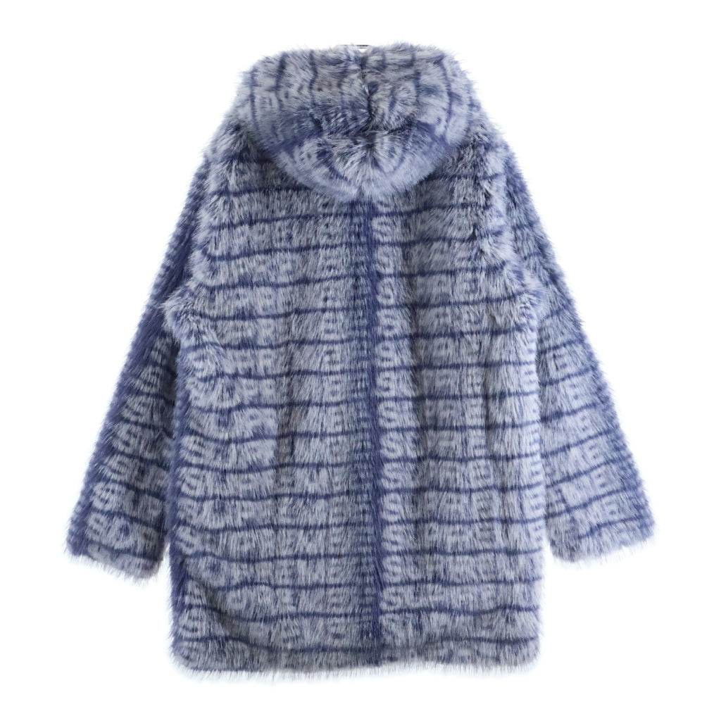 SUPREME(シュプリーム) 22SS Faux Fur Hooded Coat フェイク ファー フーデッドコート ブルー/ホワイト
